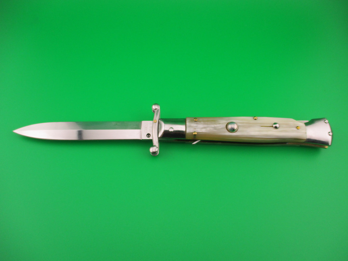 STAINLESS ITALY 23cm Italian Dagger blade Swing Guard Honey Horn automatic knife