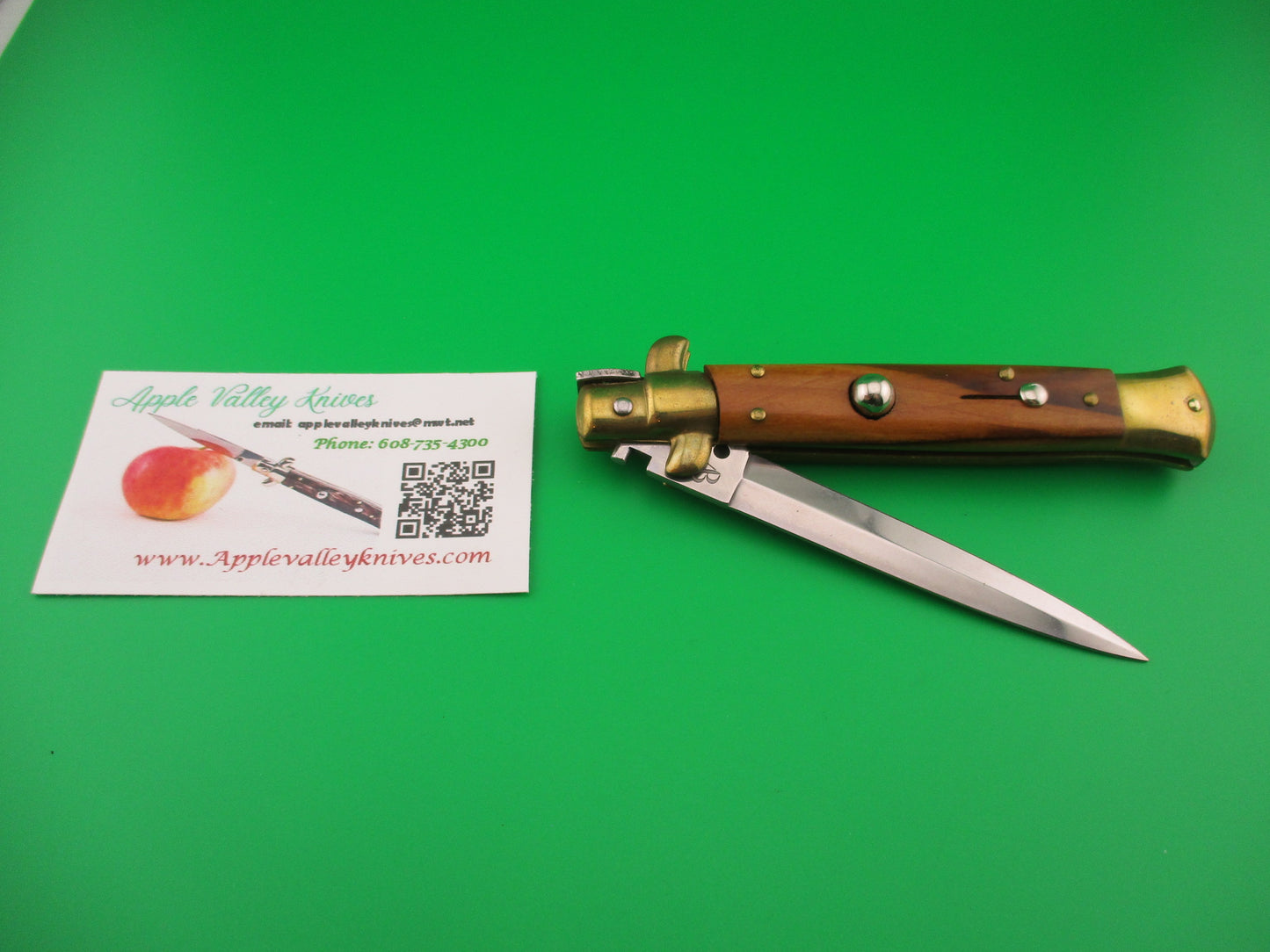 z AB STILETTO ITALY 23cm Italian Dagger Olive Wood scales vintage switchblade knife