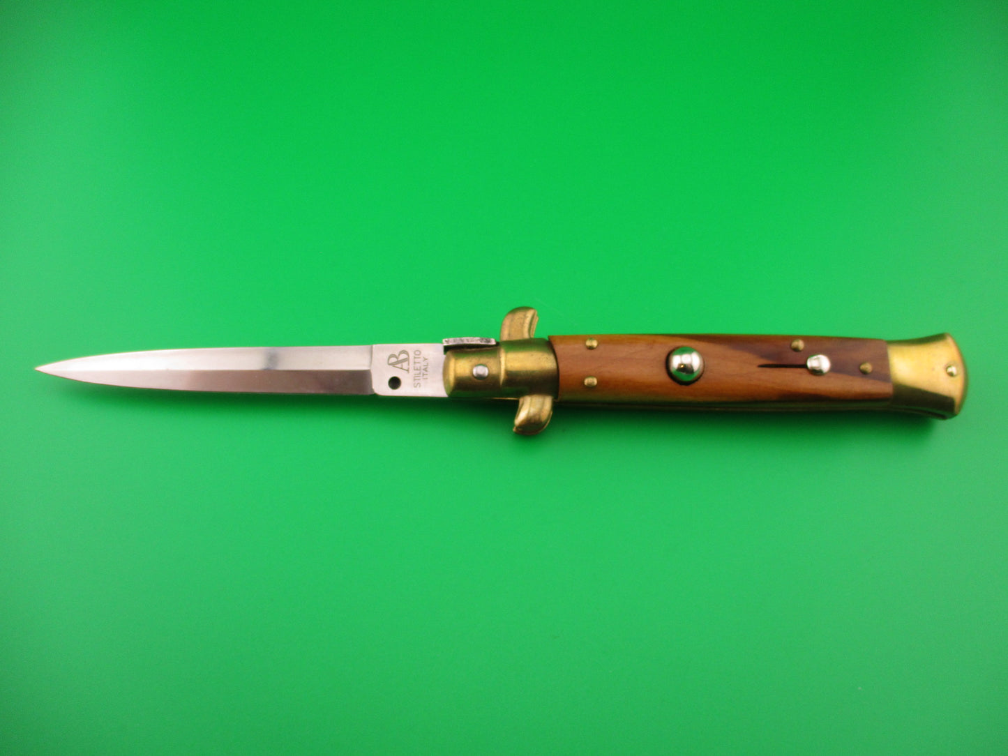 z AB STILETTO ITALY 23cm Italian Dagger Olive Wood scales vintage switchblade knife