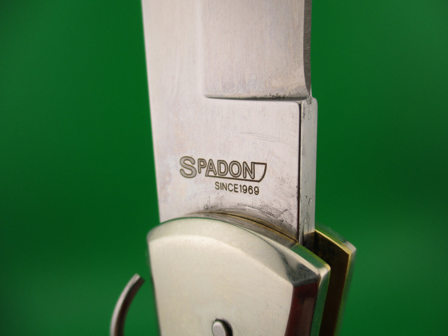 DM SPADON 28cm Italian Clasp Ring pull Red dot Horn automatic knife