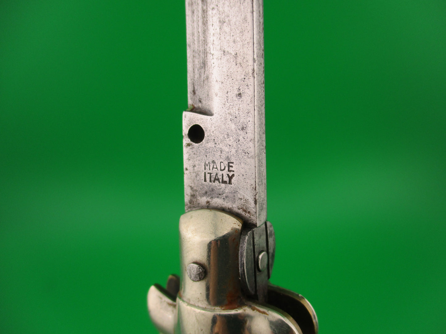 MADE ITALY 28cm Italian Picklock 1950s vintage Brown horn automatic knife