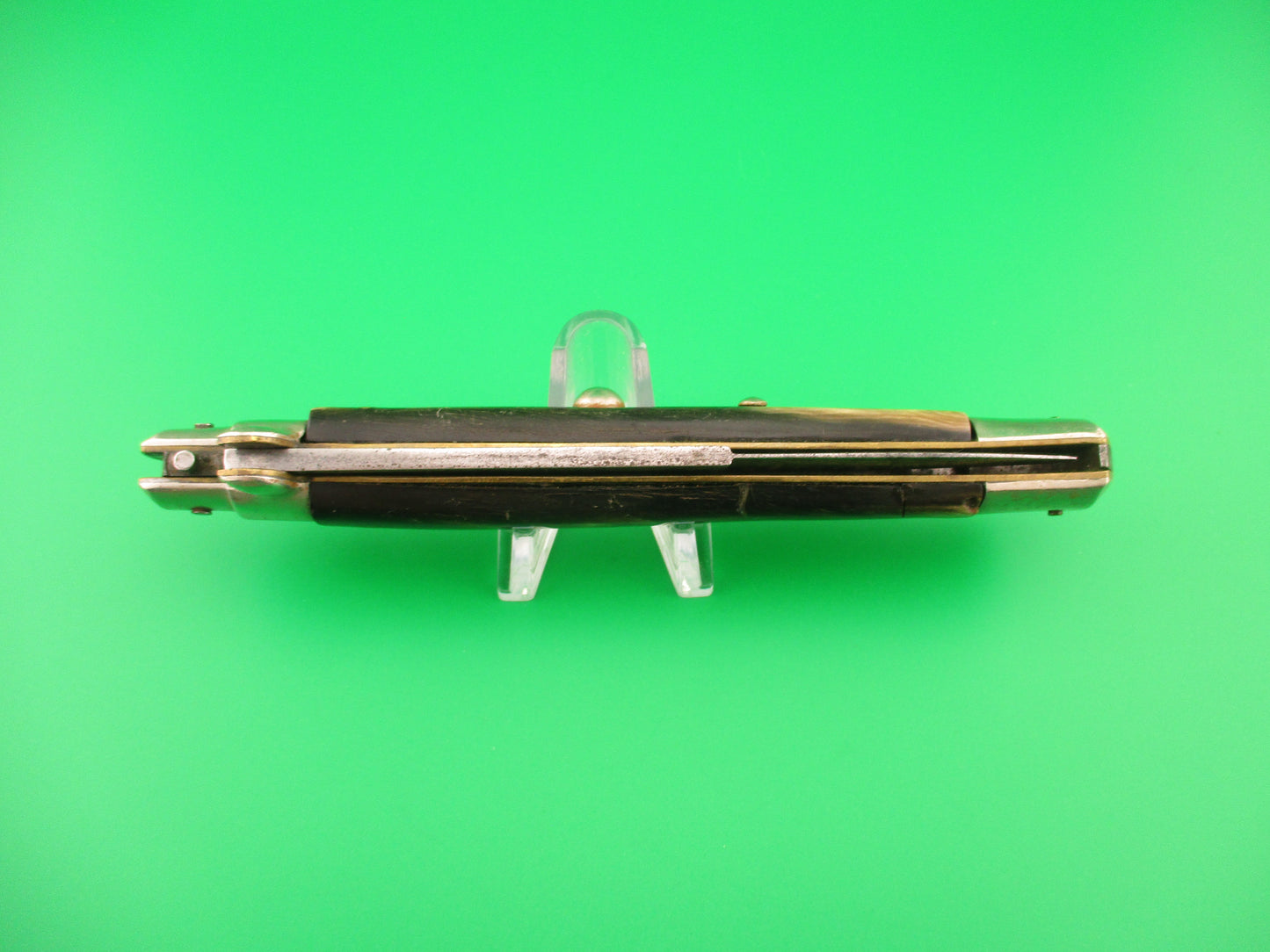 MADE ITALY 28cm Italian Picklock 1950s vintage Brown horn automatic knife
