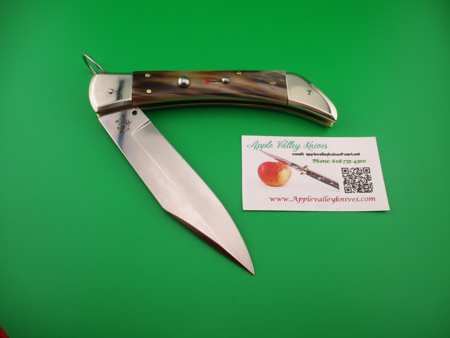 DM SPADON 28cm Italian Clasp Ring pull Red dot Horn automatic knife