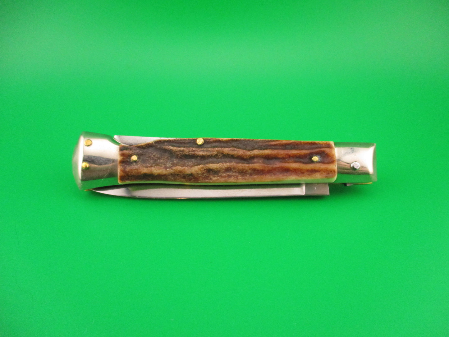 Rostfre 8 PATENT 18cm Italian Stag Lockback Rare Swinger style Automatic knife NOS Belgium