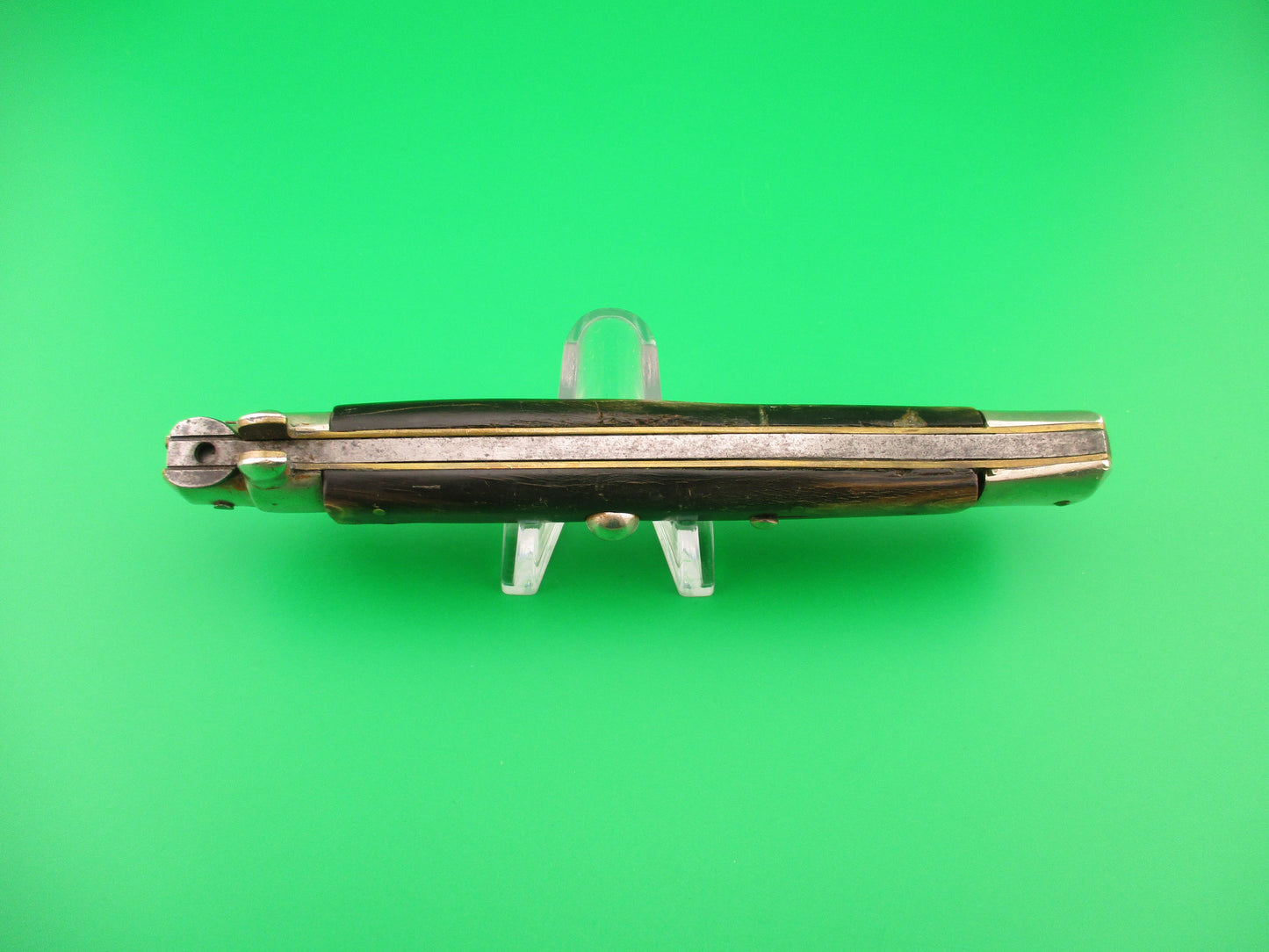 MADE ITALY 28cm Italian Picklock 1950s vintage Brown horn automatic knife