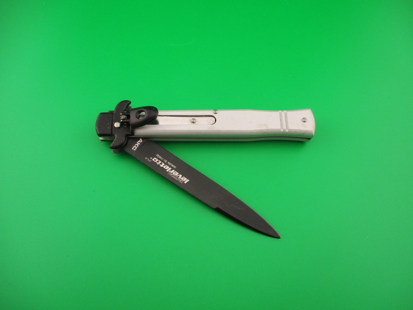 AKC 20cm TACTICAL Leverletto Bill Deshivs Italian lever aluminum Black automatic knife