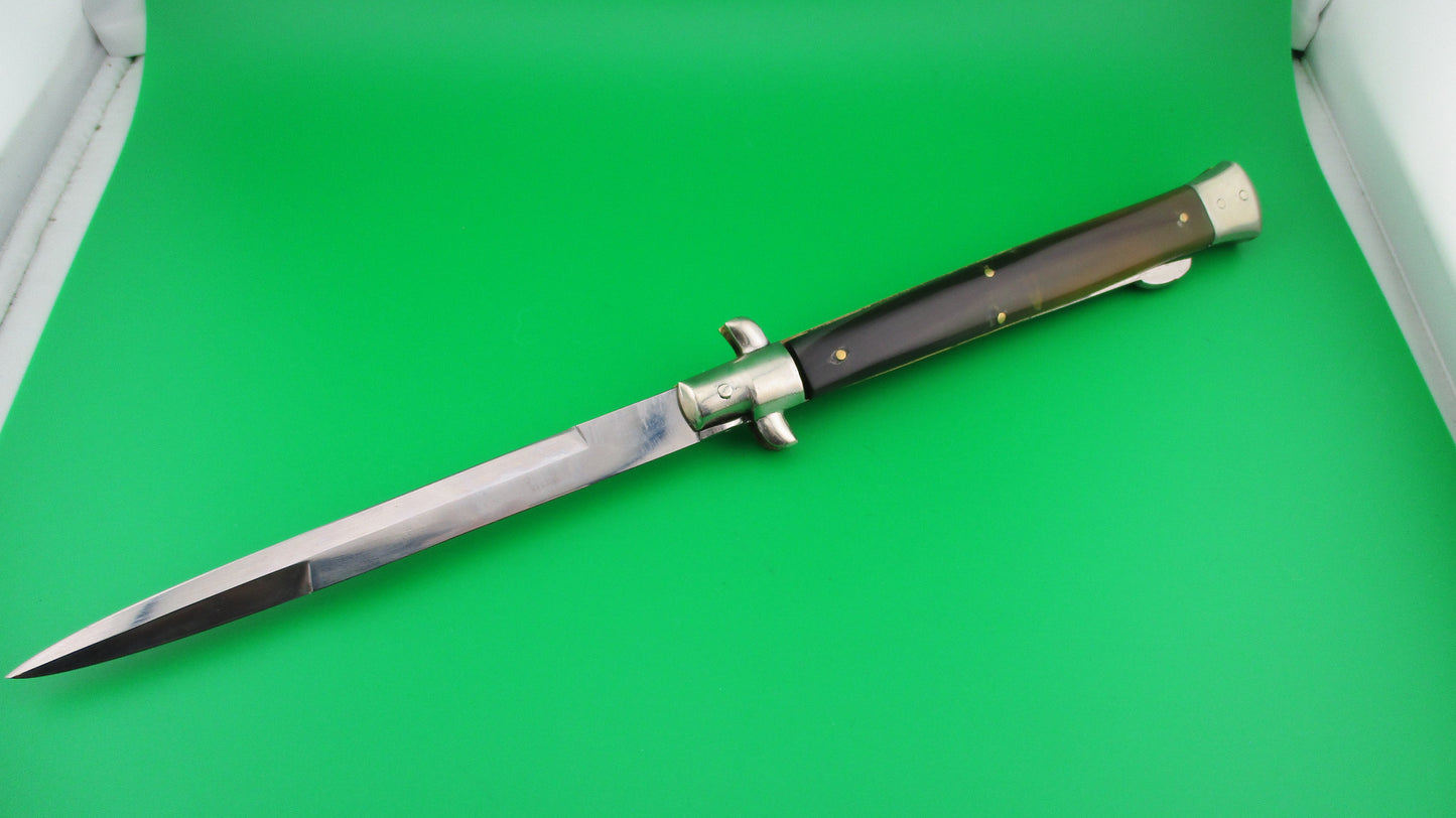 MADE ITALY 6 33cm Italian Backspring (Humpback) Brazilian horn conversion switchblade