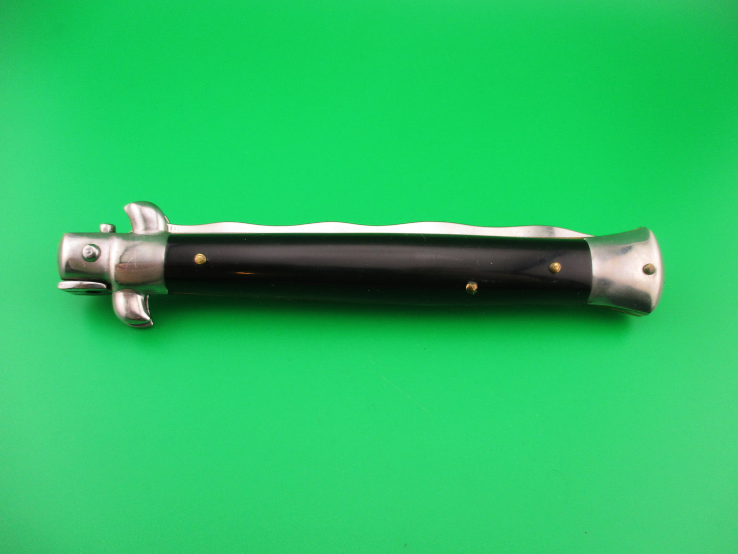 Sterile 28cm Italian Stiletto Black swivel bolster Kris blade automatic knife