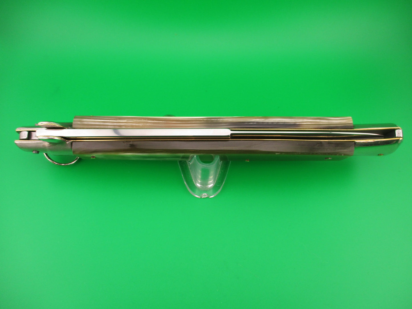 AGA CAMPOLIN ITALY 44cm Italian Ring Pull Stiletto Green & Cream Automatic knife