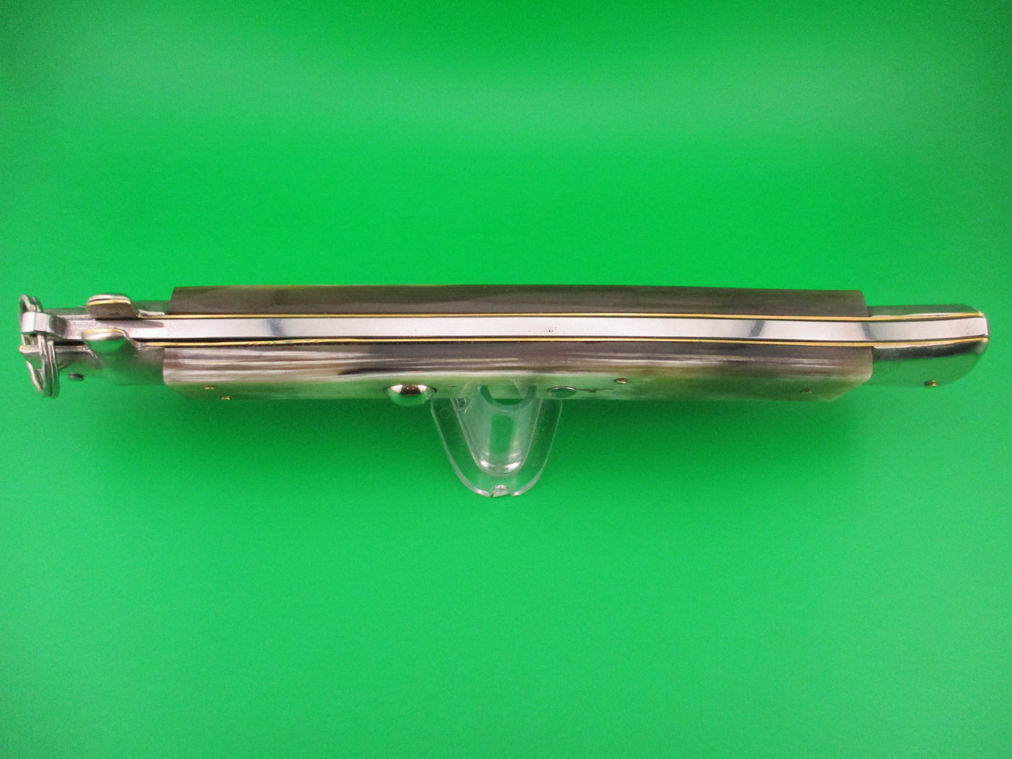 AGA CAMPOLIN ITALY 44cm Italian Ring Pull Stiletto Green & Cream Automatic knife