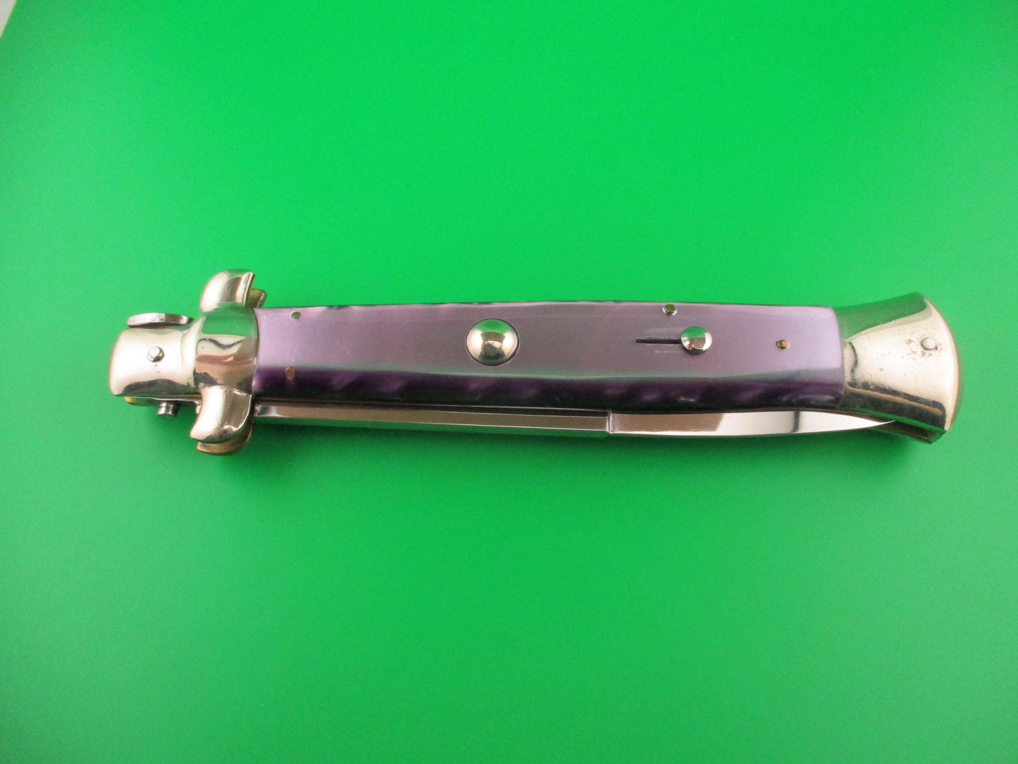 AGA CAMPOLIN 38cm Italian Stiletto Purple Pearlex Bayonet automatic knife