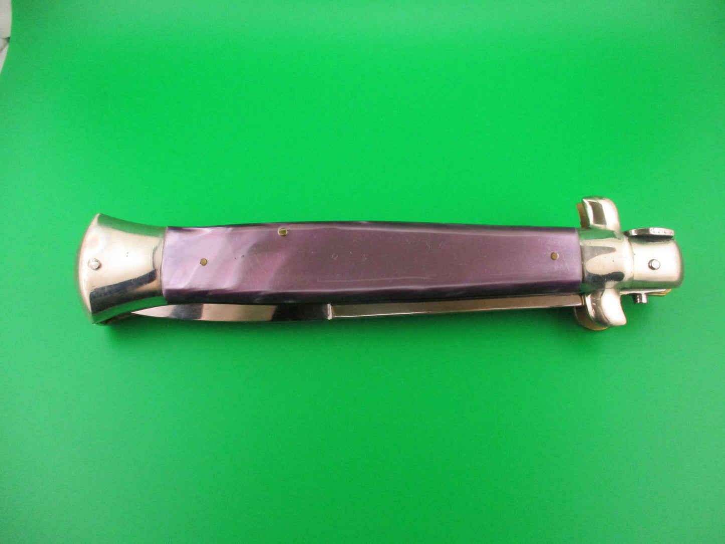 AGA CAMPOLIN 38cm Italian Stiletto Purple Pearlex Bayonet automatic knife