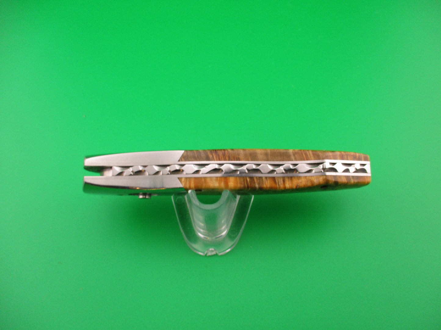 DAKE 92107 Custom Automatic Knife Burlwood Saber Drop point BoBc