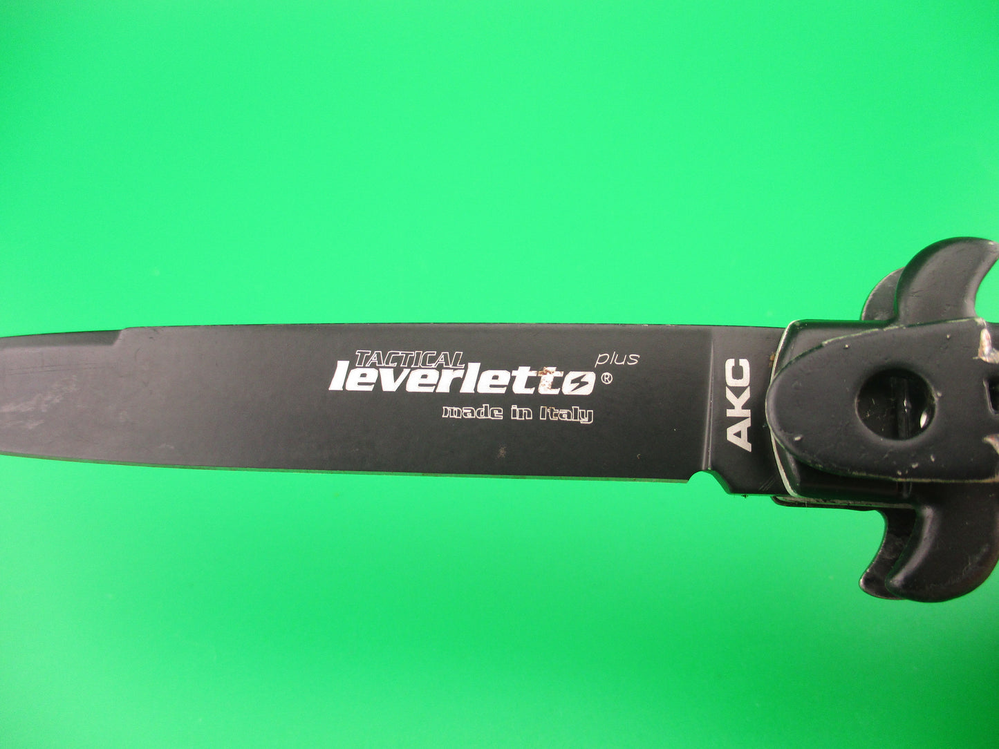 AKC 20cm TACTICAL Leverletto Bill Deshivs Italian lever aluminum Black automatic knife