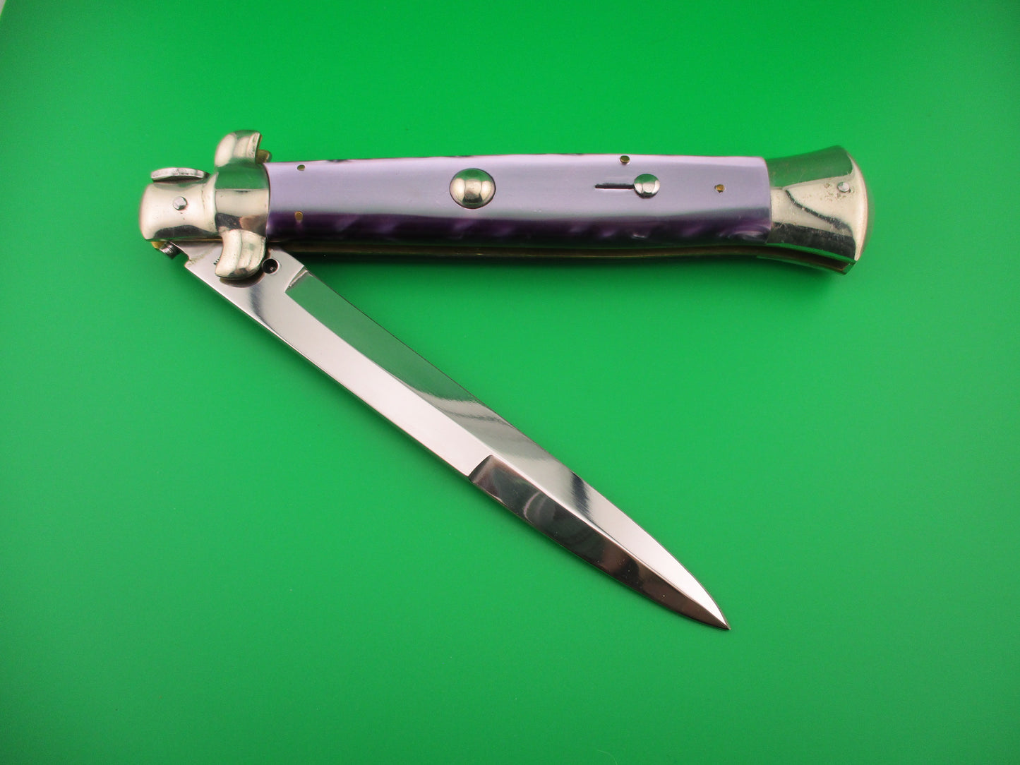 AGA CAMPOLIN 38cm Italian Stiletto Purple Pearlex Bayonet automatic knife