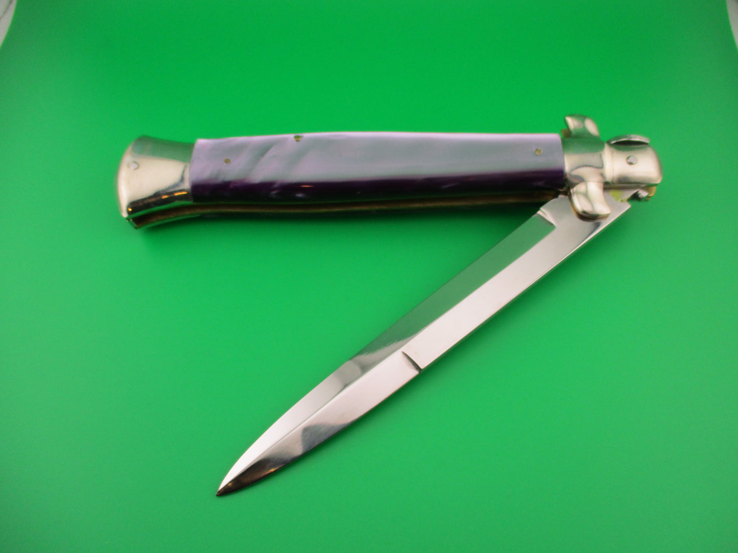 AGA CAMPOLIN 38cm Italian Stiletto Purple Pearlex Bayonet automatic knife