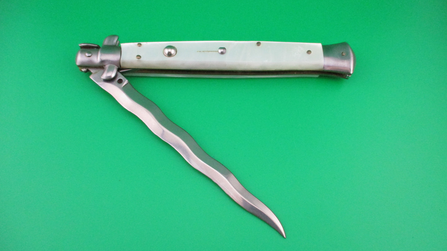 z MADE ITALY 33cm Italian Stiletto KRIS Pearlex Swivel bolster automatic knife