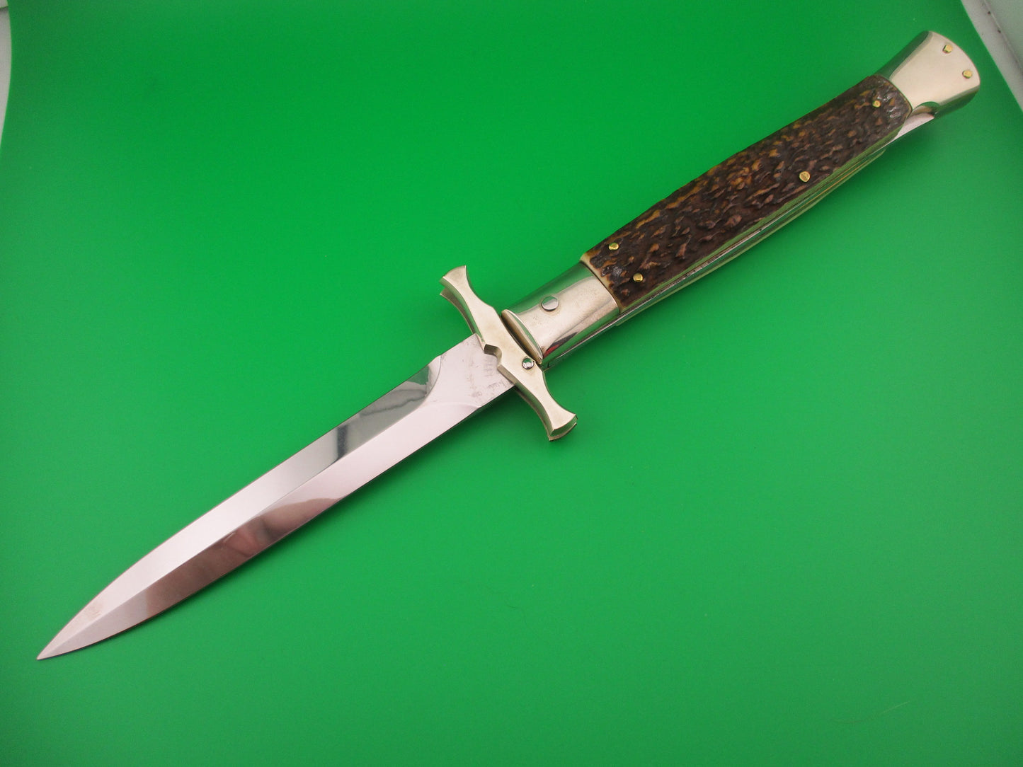 z AGA CAMPOLIN 33cm Italian 2015 Stag Batwing Diamond button automatic knife