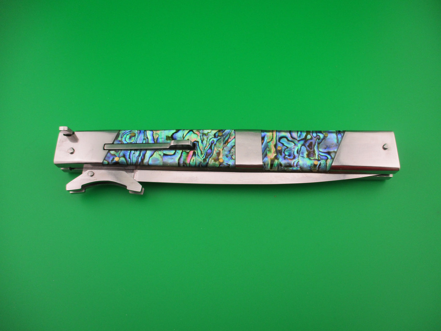 Custom 39cm Abalone Swing Guard Dagger 15 inch Prioletta style Automatic knife