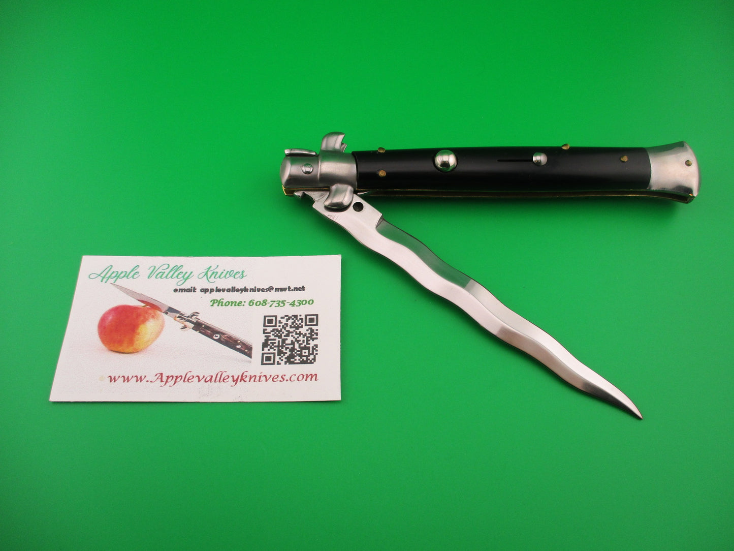 Sterile 28cm Italian Stiletto Black swivel bolster Kris blade automatic knife