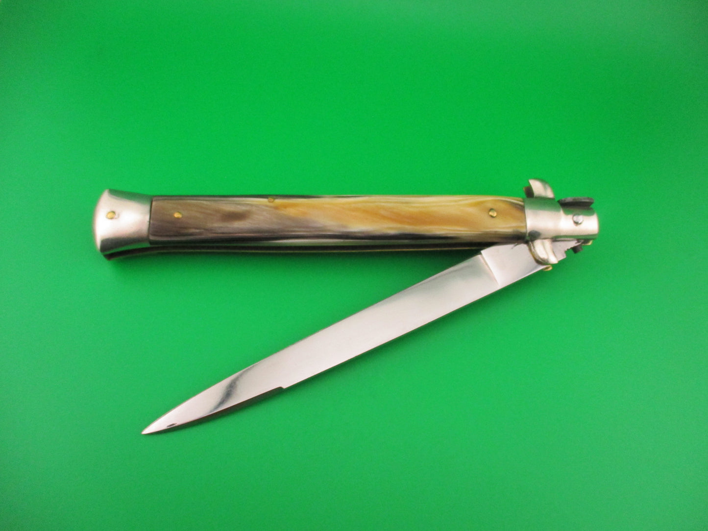 WANDY 33cm Italian Transitional Stiletto swivel bolster Brazilian horn automatic knife