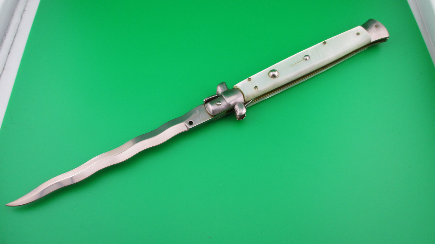 z MADE ITALY 33cm Italian Stiletto KRIS Pearlex Swivel bolster automatic knife