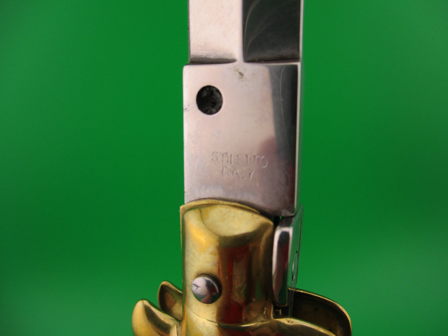STILETTO ITALY 28cm Italian Stiletto Blue Pearlex & Brass Dagger vintage automatic knife
