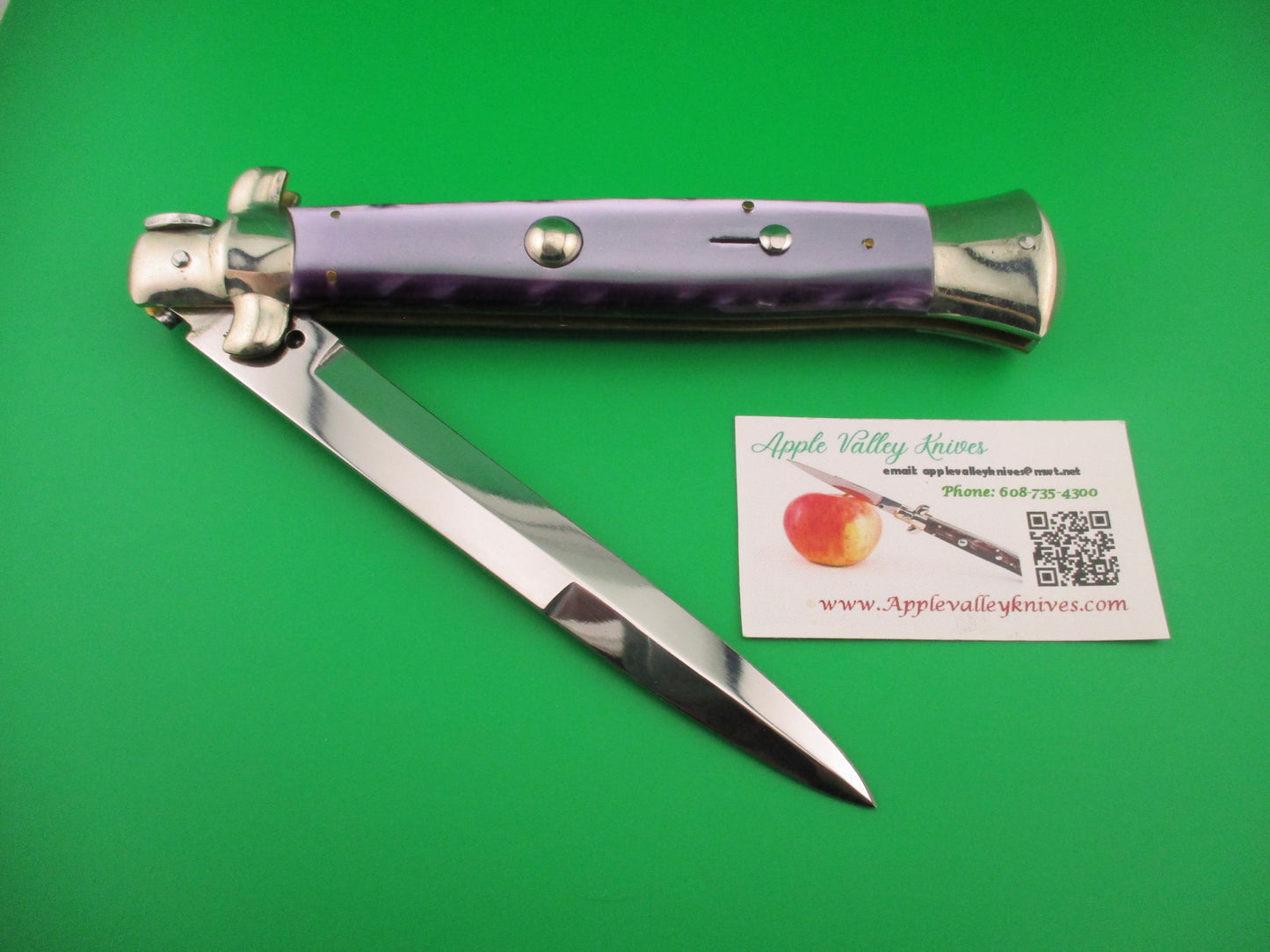 AGA CAMPOLIN 38cm Italian Stiletto Purple Pearlex Bayonet automatic knife