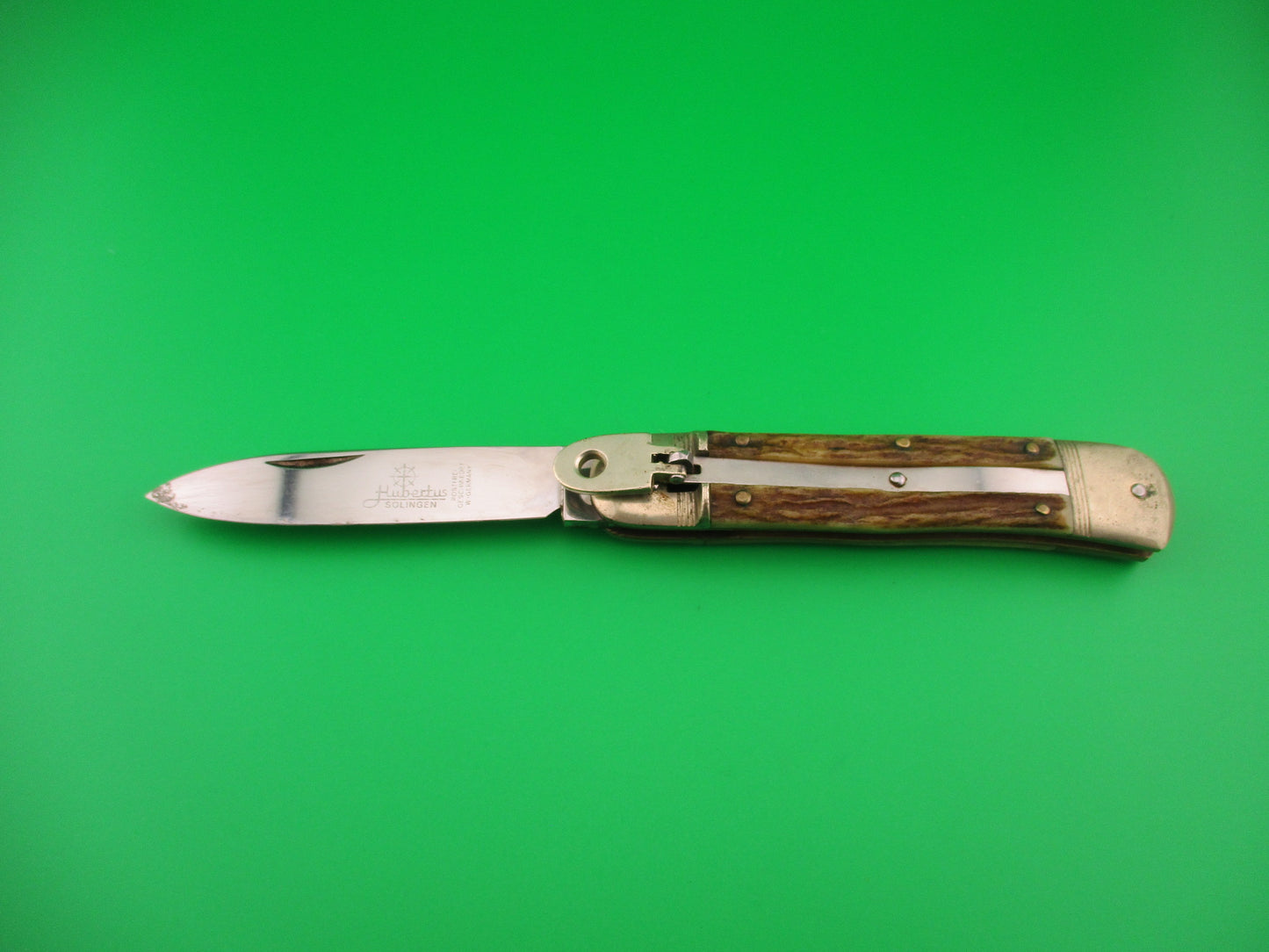 HUBERTUS SOLINGEN 11cm German Lever knife Stag West Germany automatic knife