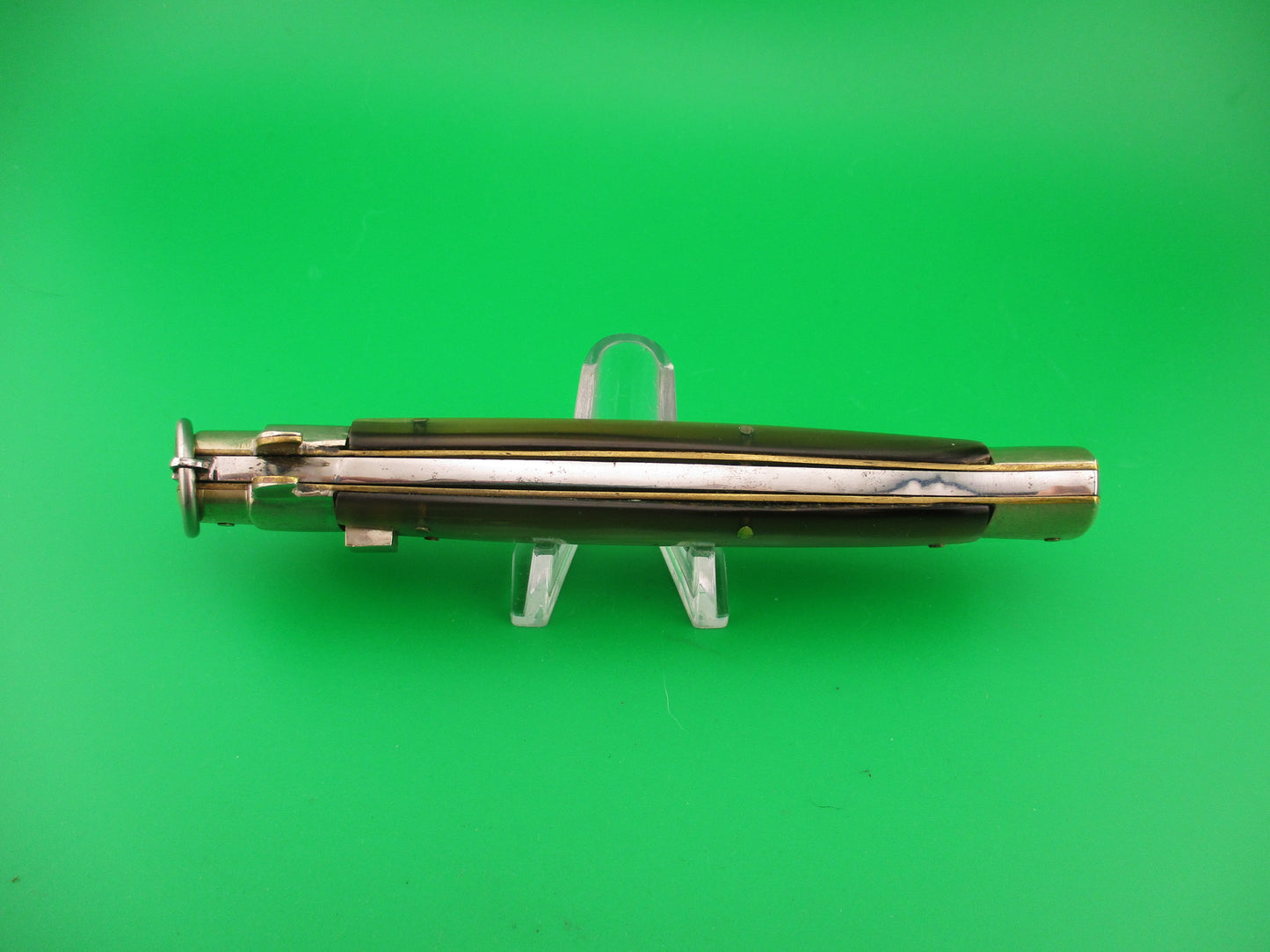 JTK 11 inch Custom Square button ring pull Brazilian horn automatic knife