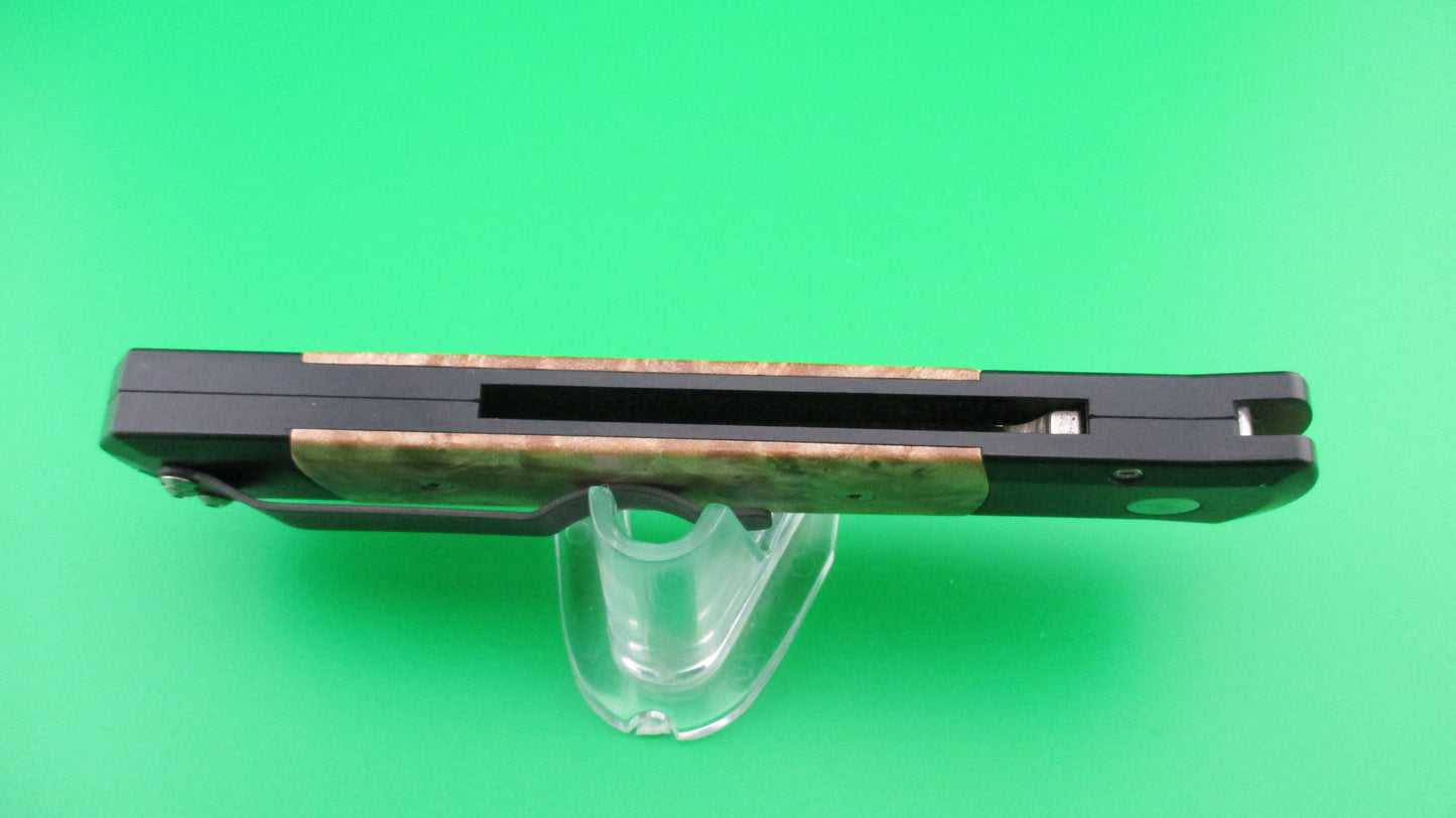 PRO TECH 906 Godfather Coilspring automatic knife w/ Maple Burl wood inlays