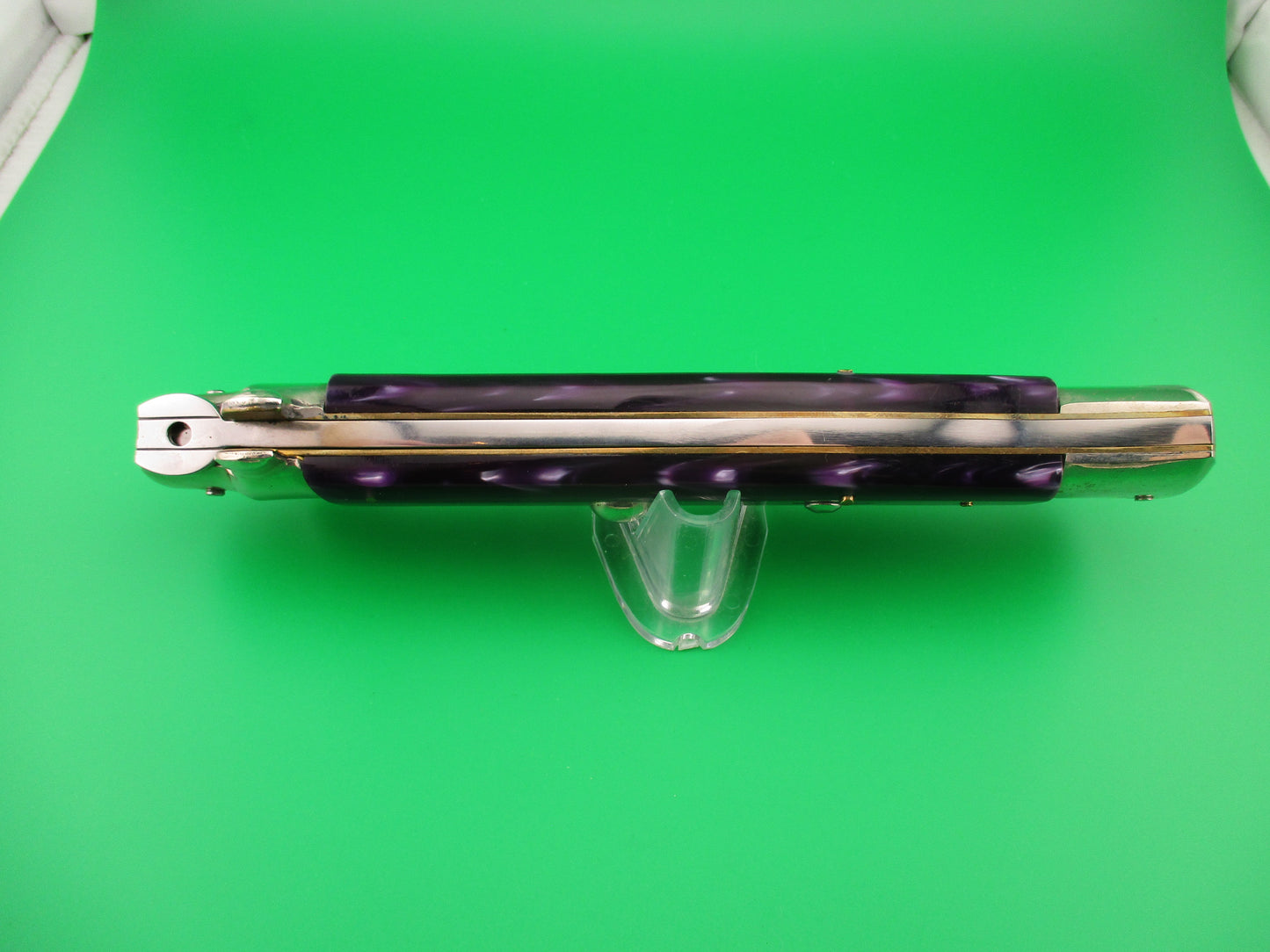 AGA CAMPOLIN 38cm Italian Stiletto Purple Pearlex Bayonet automatic knife