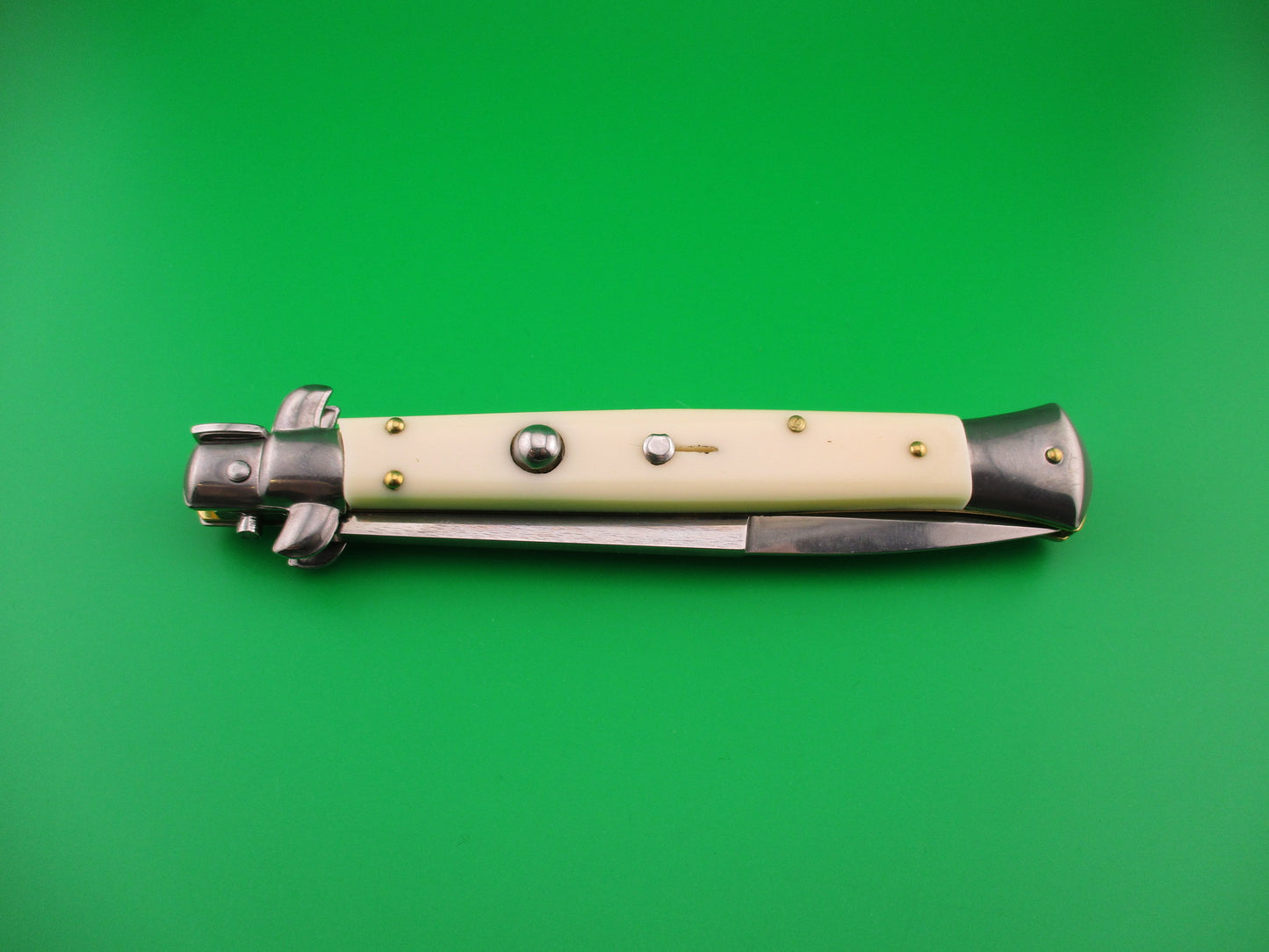 FRANK B ITALY 28cm Italian Stiletto Swivel bolster bayonet camel bone automatic knife