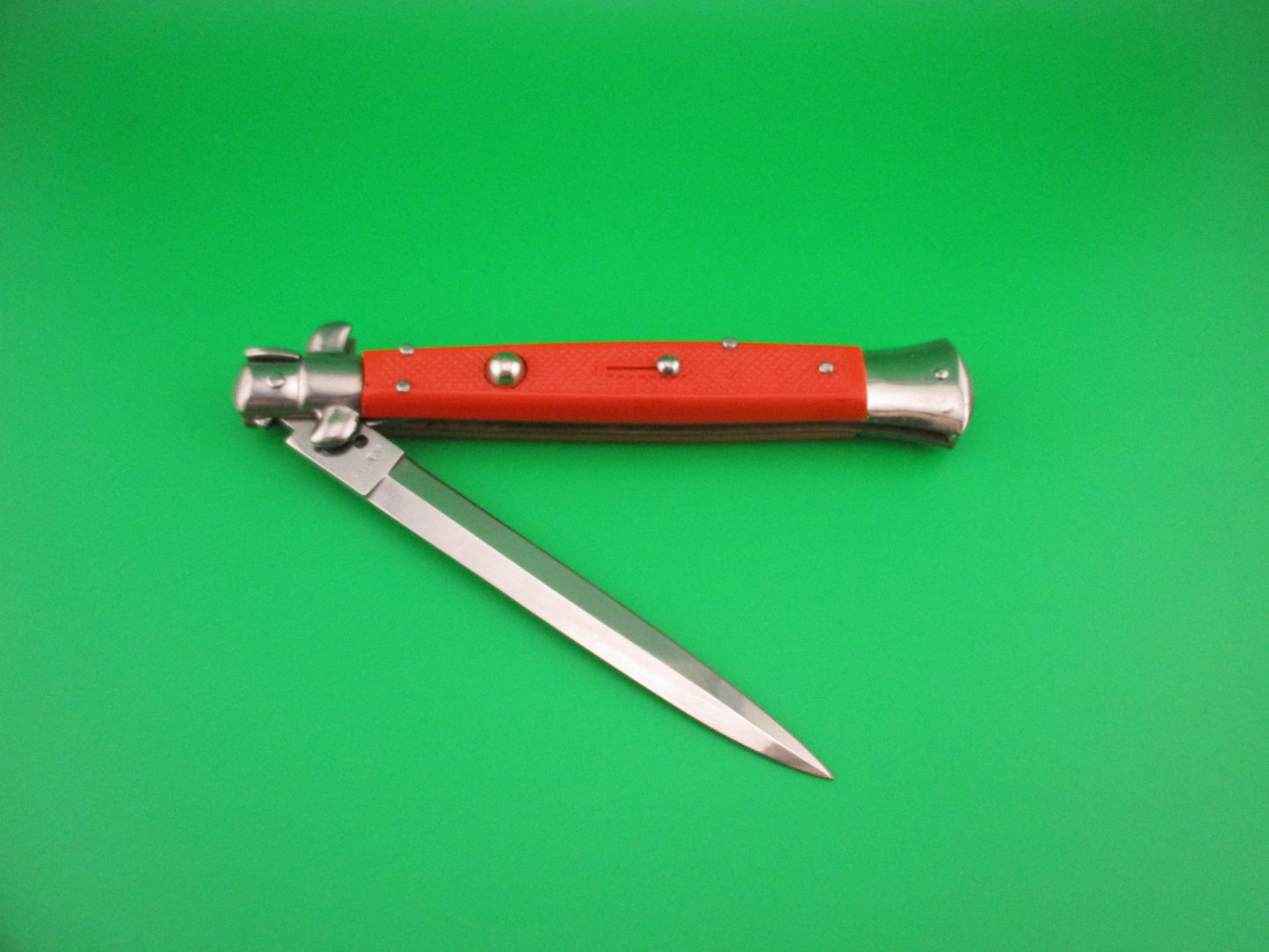 Moletta ROSTFREI 28cm Italian Stiletto Vintage automatic knife Orange checkered handles