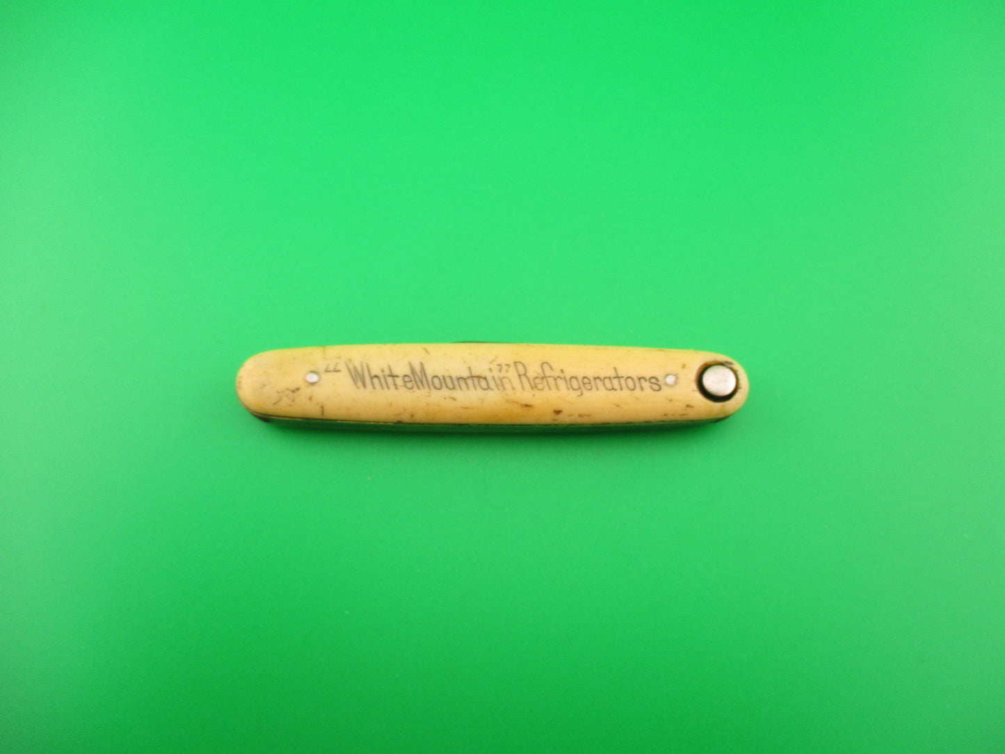 Press Button Knife Co White Mountain Ivory Celluloid Antique automatic knife