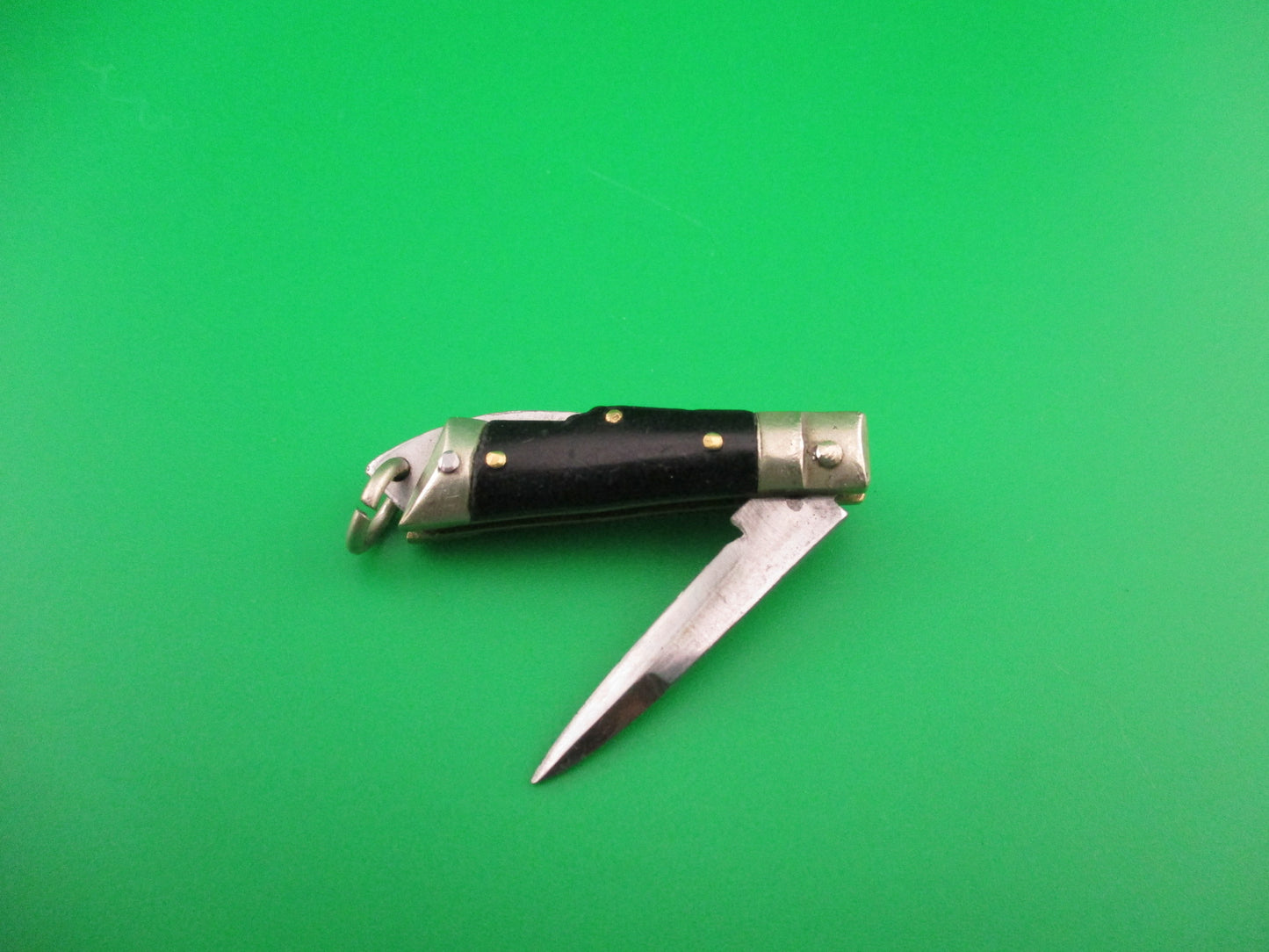 STAINLESS 7cm Japanese Mini Lever Slant Bolster automatic keychain knife