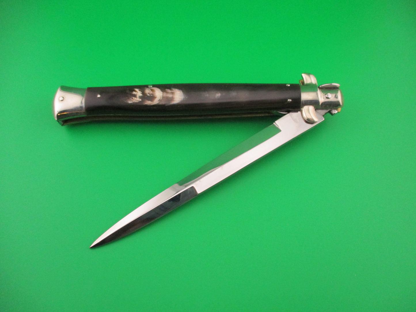 AGA CAMPOLIN 33cm Picklock Stiletto Brown streaked horn NOS automatic knife