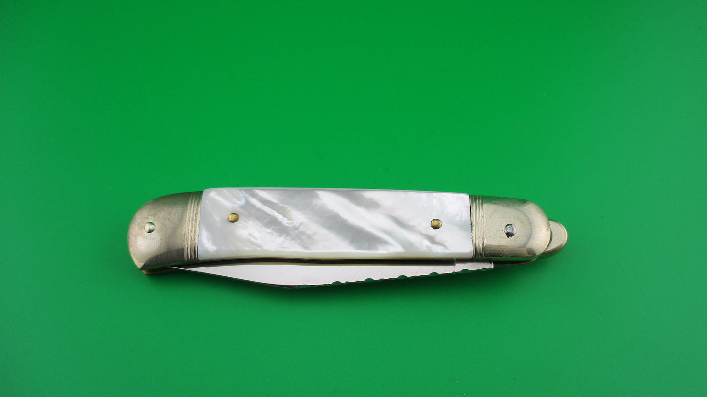 Hubertus Solingen 10cm German Lever Mother of Pearl automatic knife