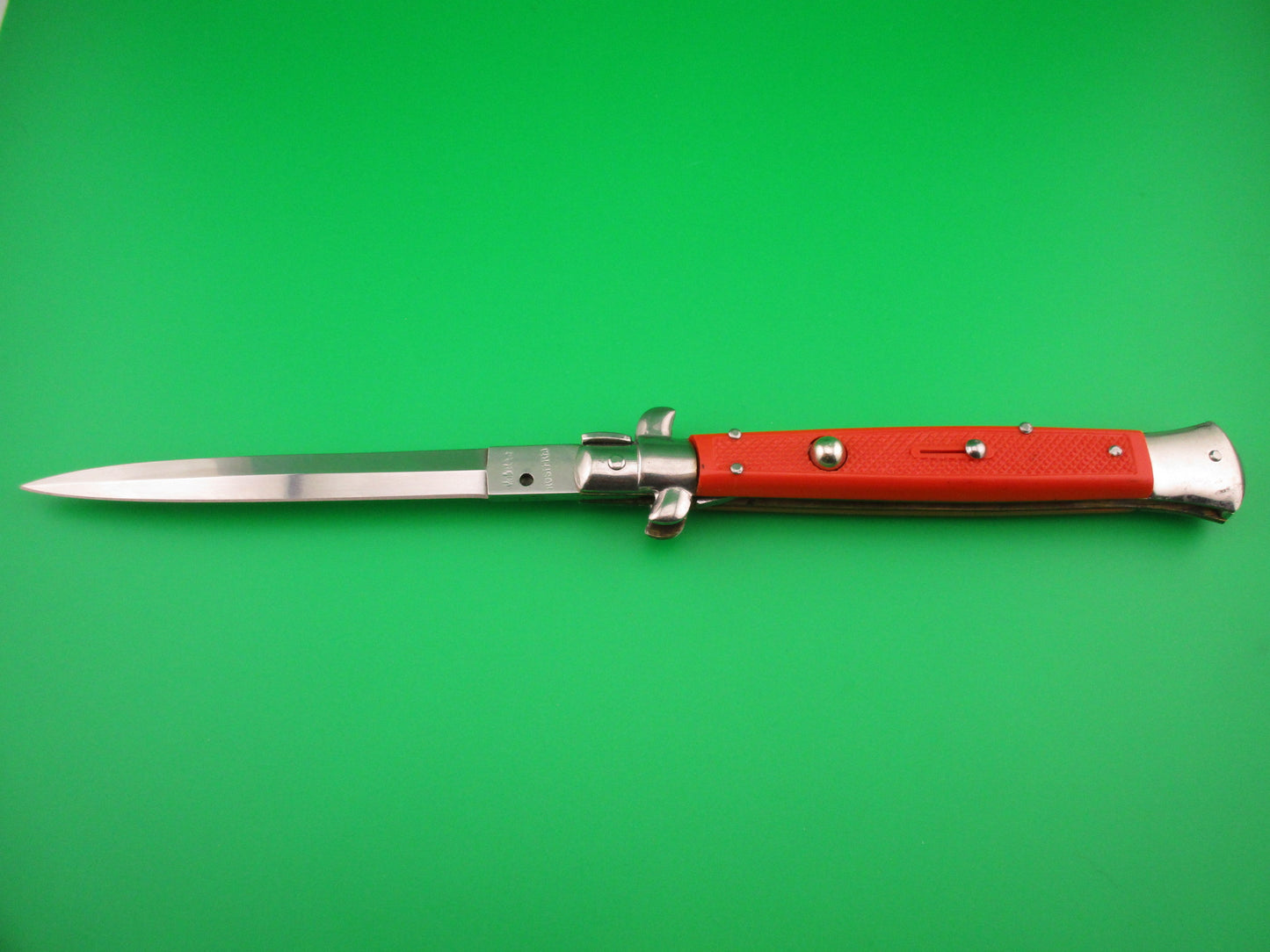 Moletta ROSTFREI 28cm Italian Stiletto Vintage automatic knife Orange checkered handles