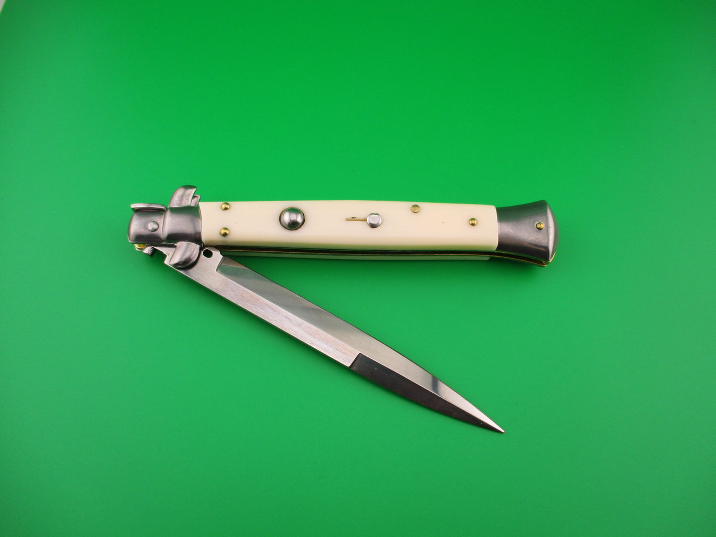 FRANK B ITALY 28cm Italian Stiletto Swivel bolster bayonet camel bone automatic knife