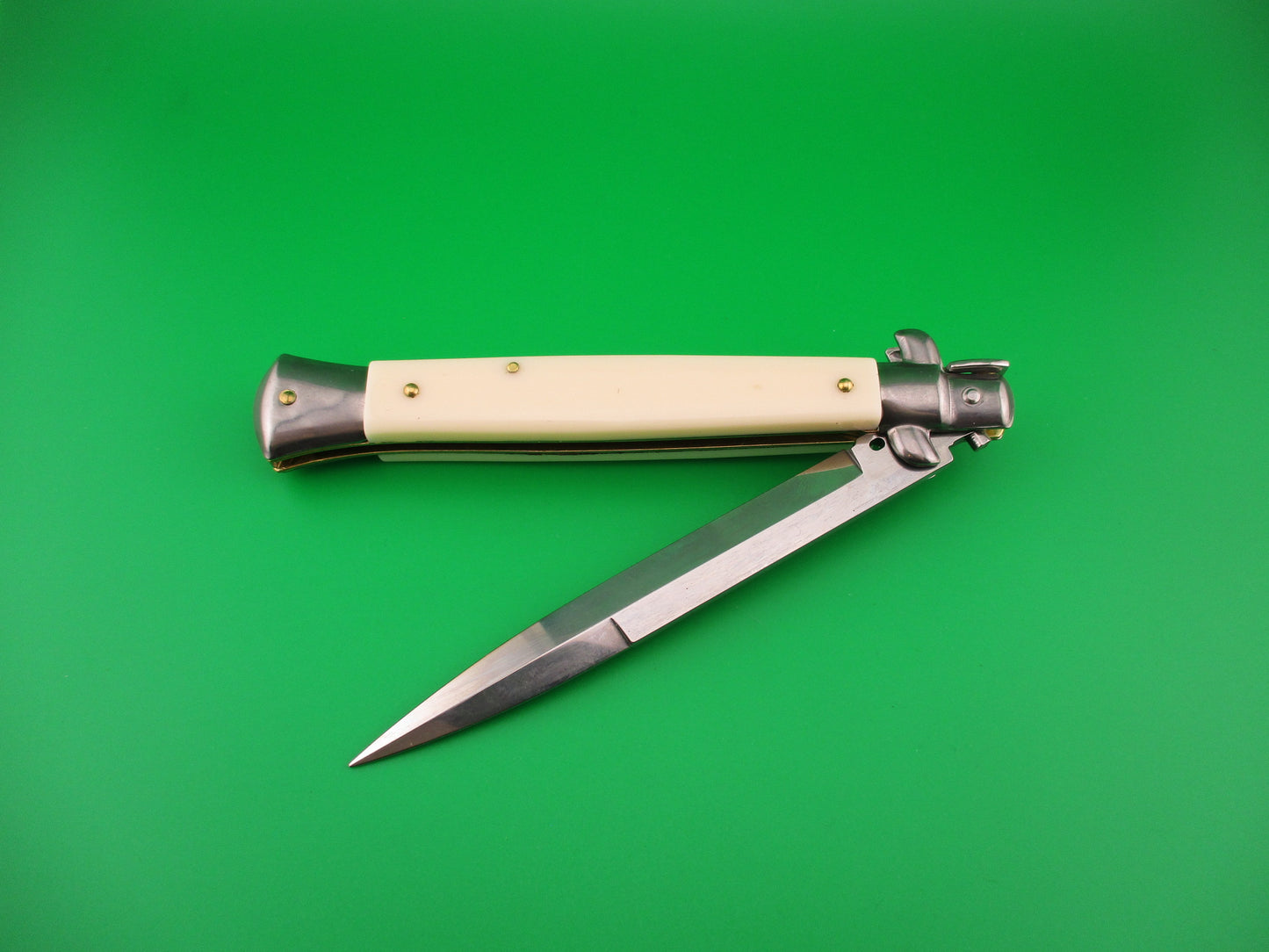 FRANK B ITALY 28cm Italian Stiletto Swivel bolster bayonet camel bone automatic knife