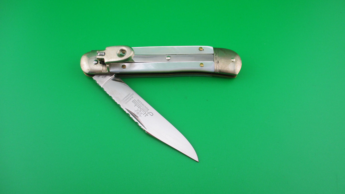 Hubertus Solingen 10cm German Lever Mother of Pearl automatic knife
