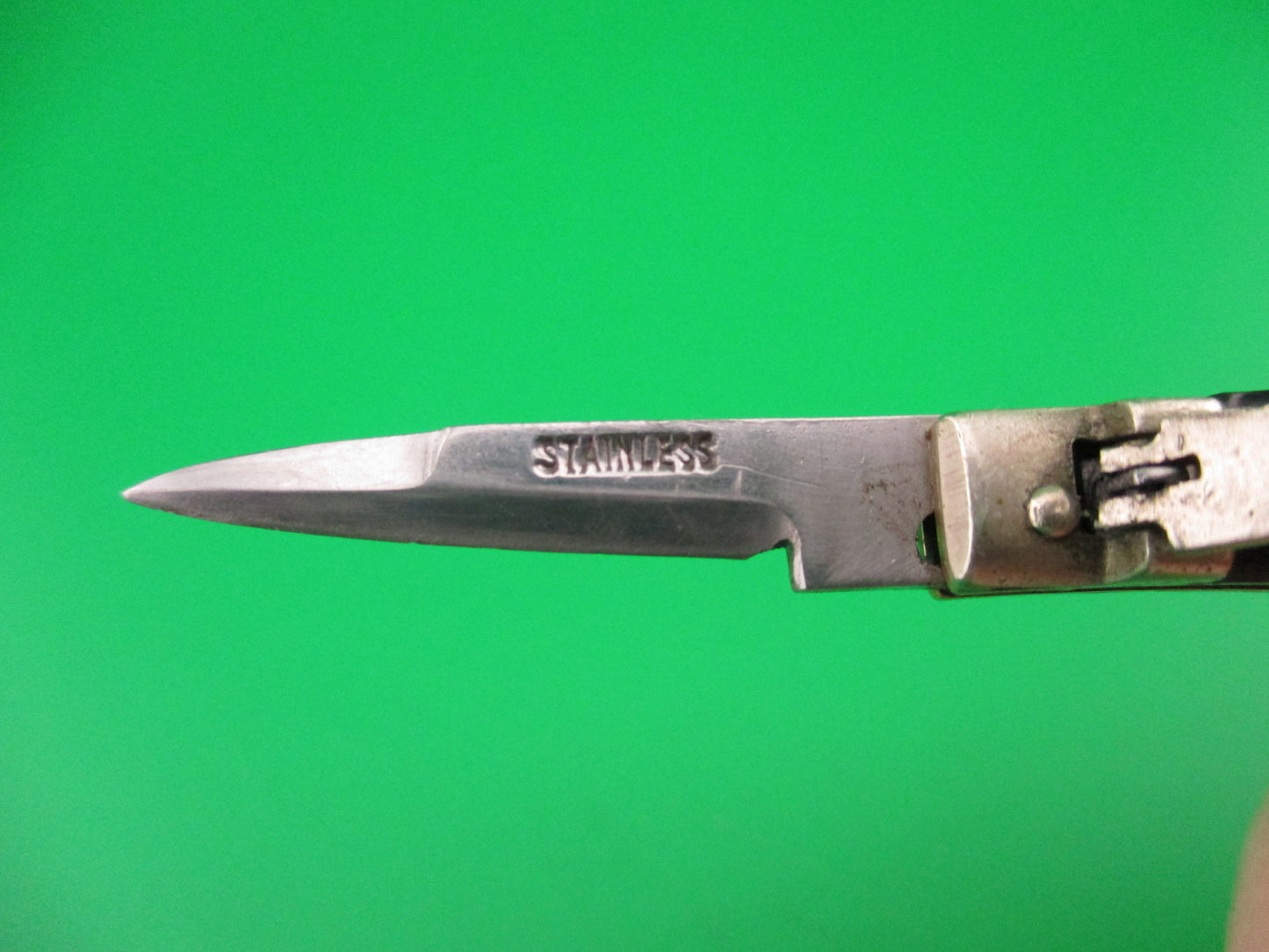 STAINLESS 7cm Japanese Mini Lever Slant Bolster automatic keychain knife