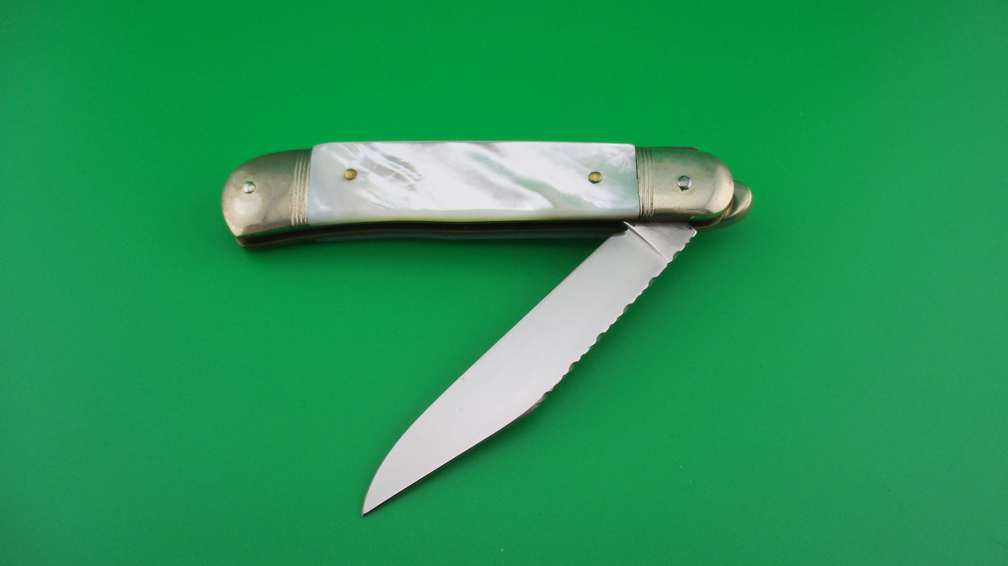 Hubertus Solingen 10cm German Lever Mother of Pearl automatic knife