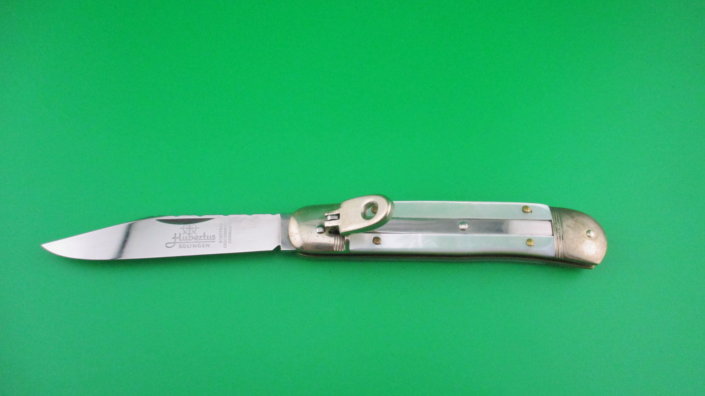 Hubertus Solingen 10cm German Lever Mother of Pearl automatic knife