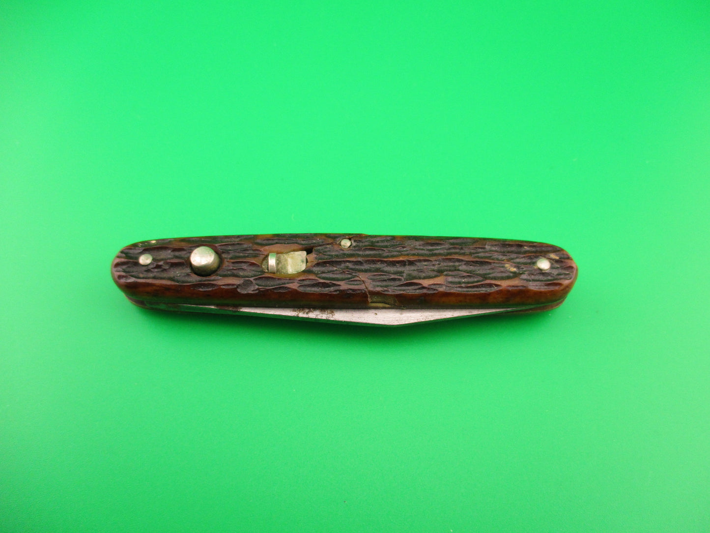 PRESTO #610ST Cigar Jack Jigged bone single blade automatic knife
