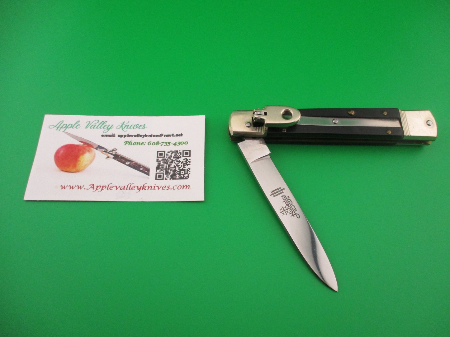 HUBERTUS SOLINGEN ROSTFREI 11cm German Slimline Lever Ebony automatic knife