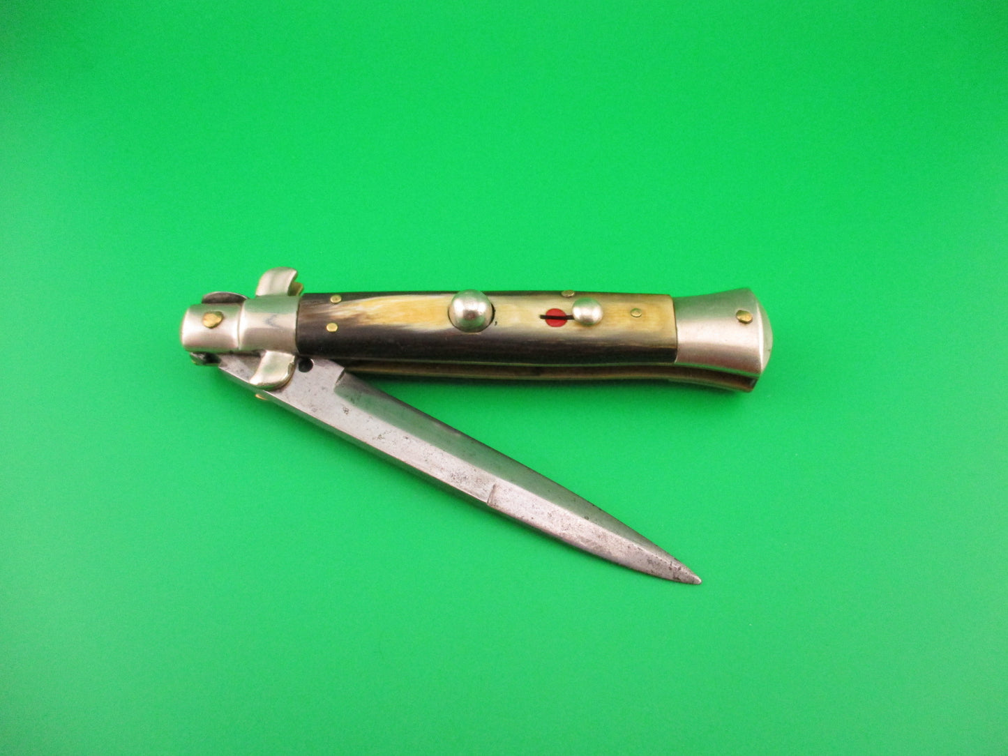CORICAMA 21cm Italian Picklock Horn Red Dot safety switchblade knife