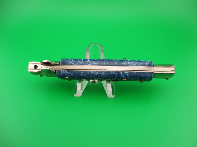 Stiletto 22cm Italian style stiletto Vintage Blue marbled switchblade kit knife