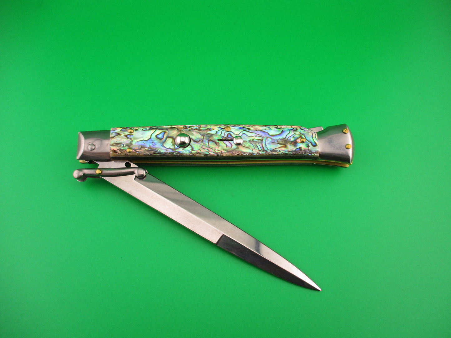 FRANK B ITALY 28cm Italian Swing guard Bayonet blade Abalone automatic knife